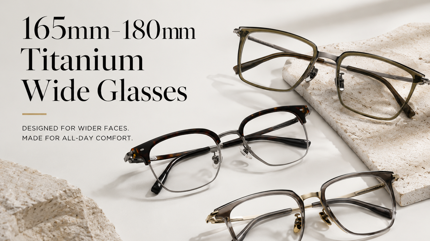 Extra Wide Titanium Glasses 165mm–180mm for Big Head Comfort